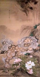根本幽峨「牡丹に獅子」（個人蔵）
